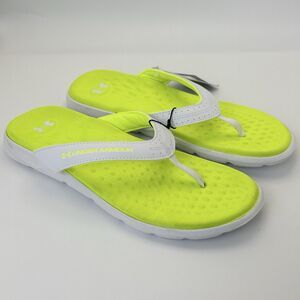 Under Armour Womens Size 11 Ignite Pro Marbella Flip Flops Sandal White/Neon